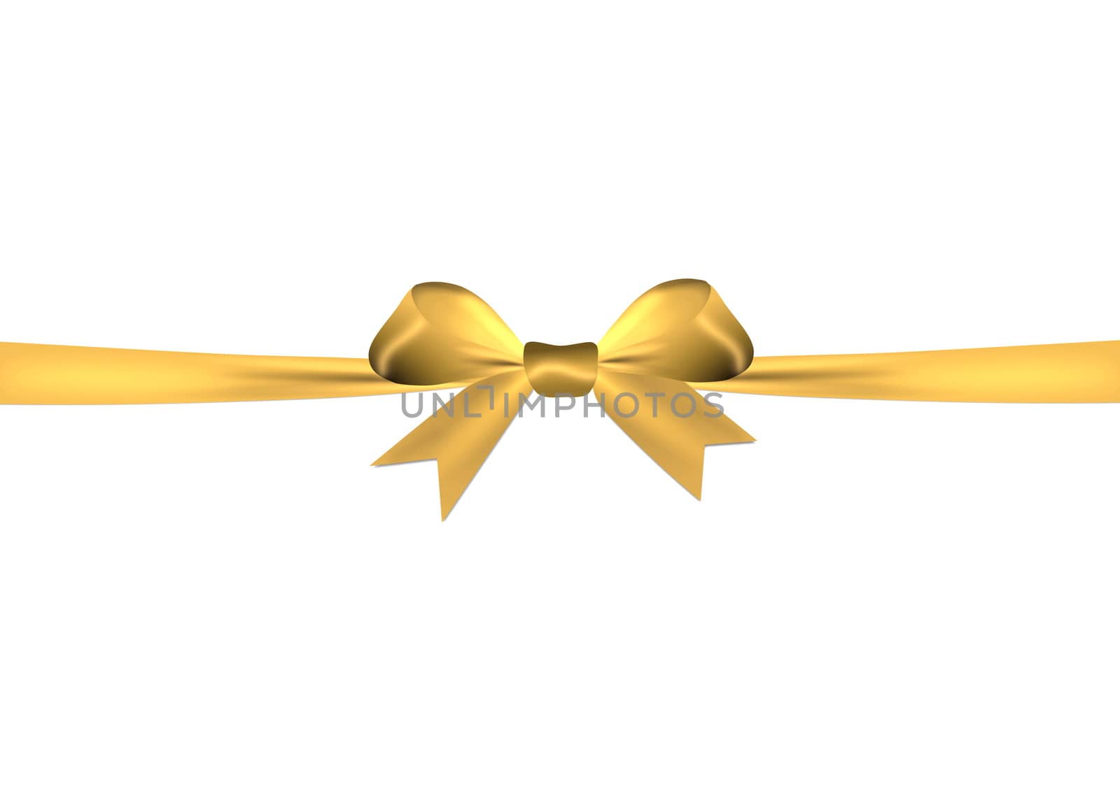 Satin golden bow with golden overlays isolated on a white background