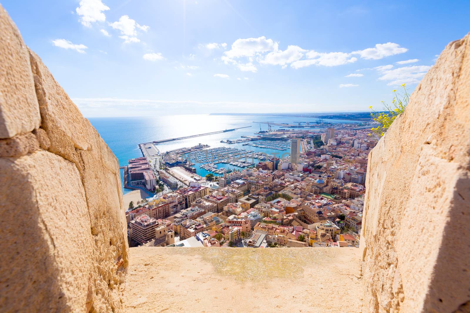 Alicante skyline aerial from Santa Barbara Castle Spain by lunamarina