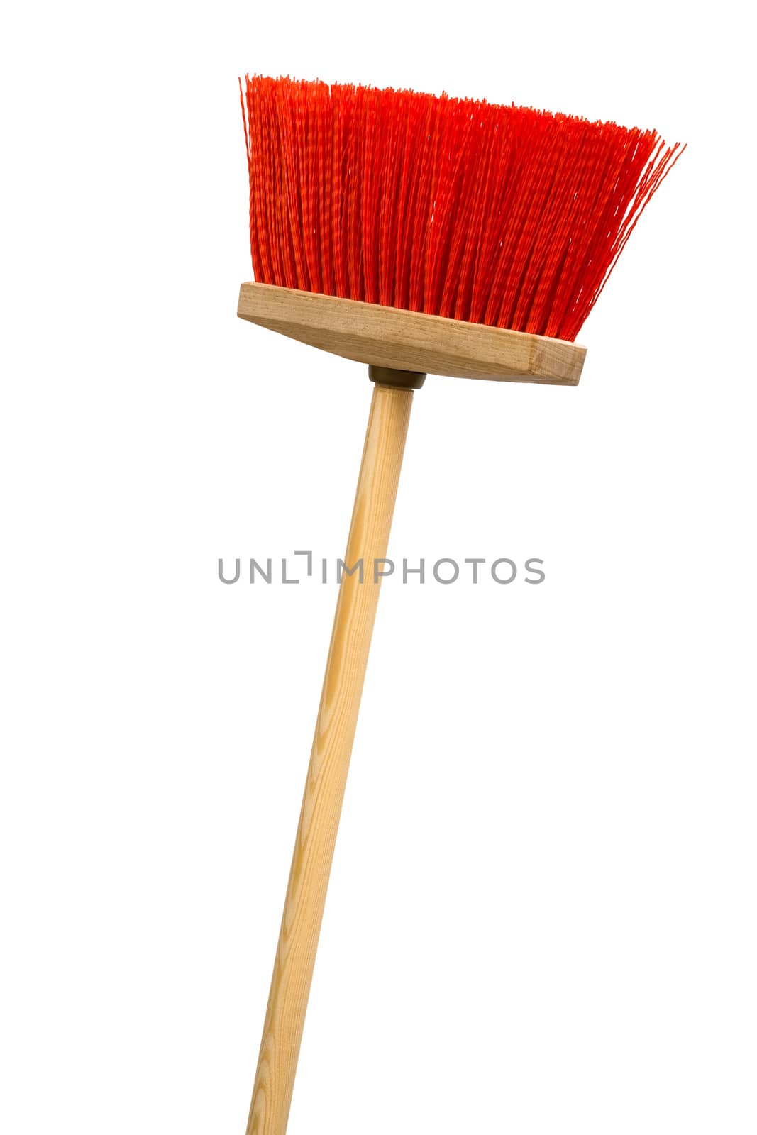 Beautiful red broom on a white background