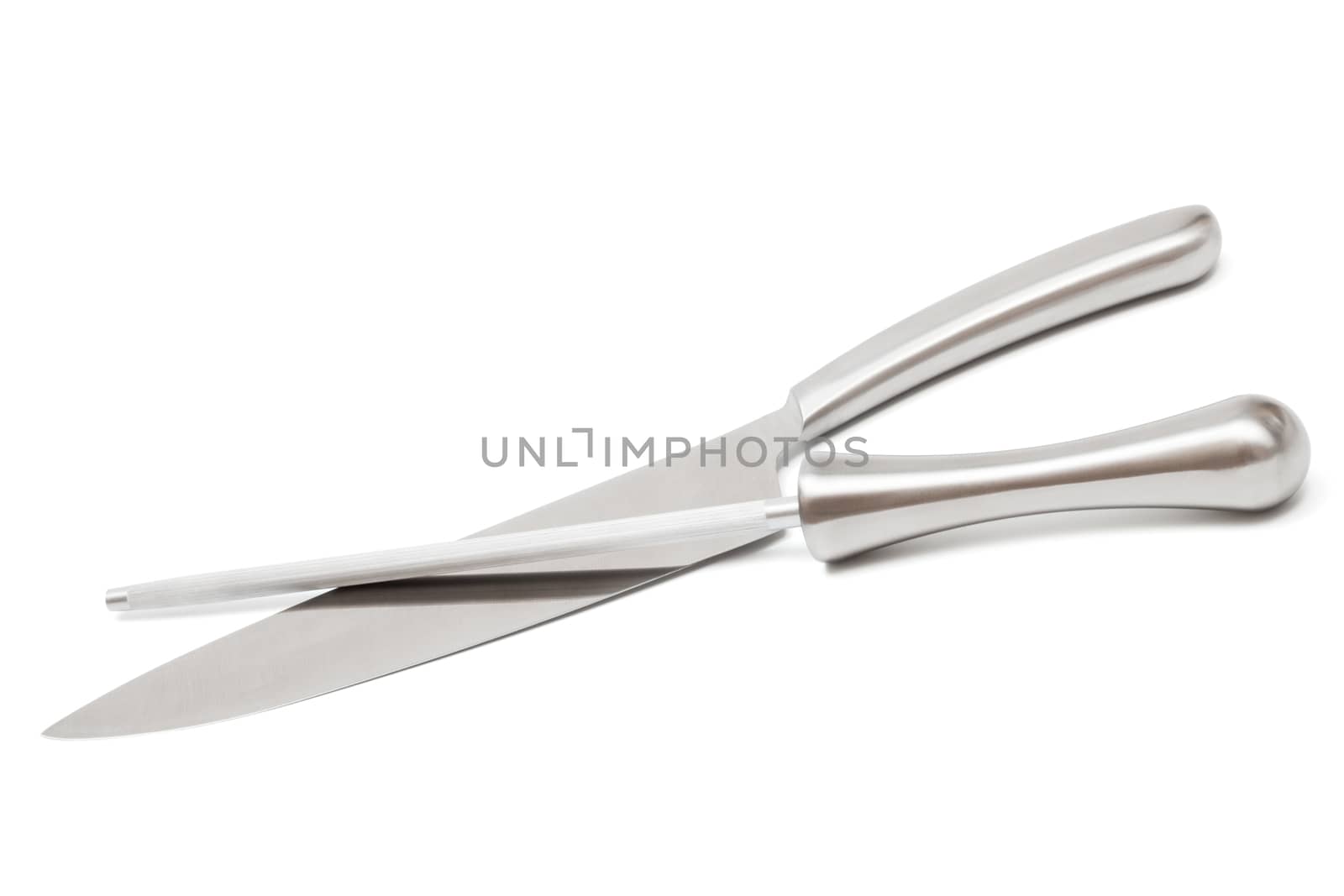 steel kitchen knife on a white background