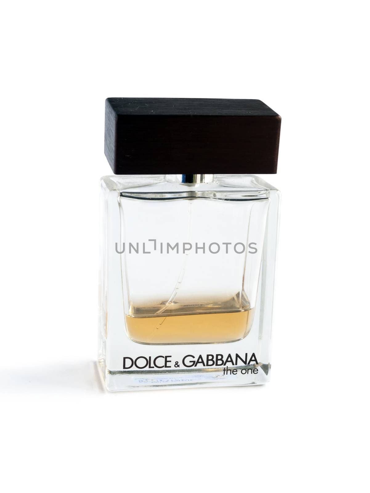 Bucharest, Romania - January 24th: A bottle of Dolce & Gabbana men perfume isolated on white background. Dolce & Gabbana won an Oscar for best male perfume in 1996.