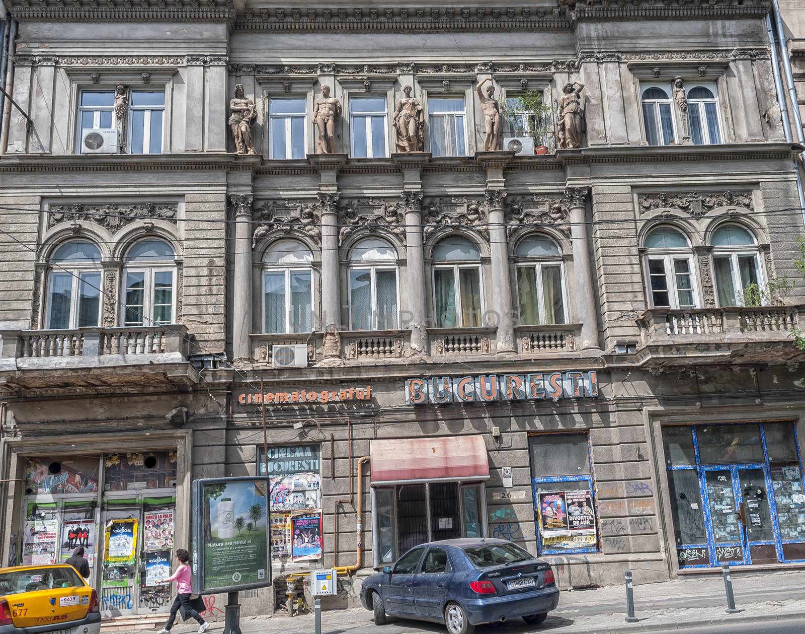 BUCHAREST, ROMANIA - May 09: Cinema Bucuresti facade on May 09, 2013 in Bucharest, Romania. The building of the Cinema Bucuresti is protected by the state.