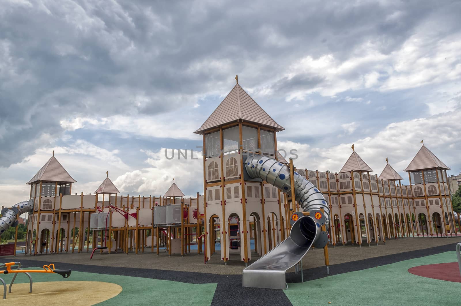 Colorful playground for childrens as a castle