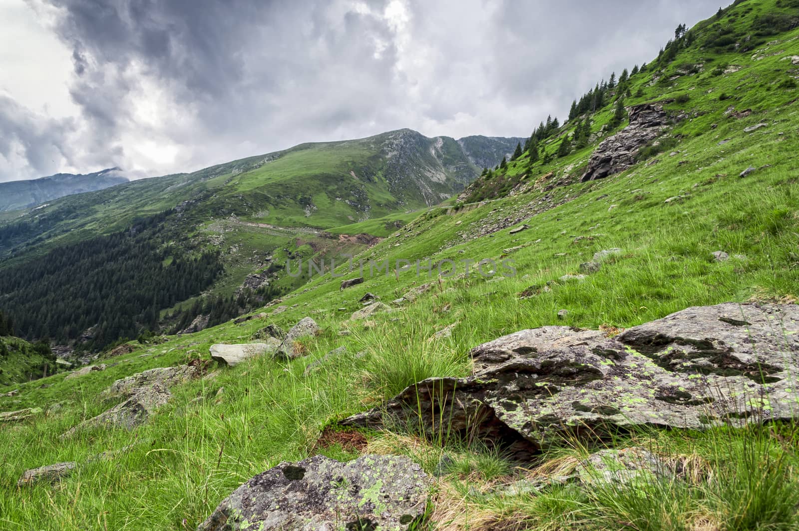 Beautiful mountains landscape in Carpathian on the Transfagarasan road.