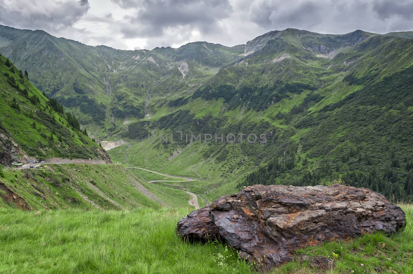 Beautiful mountains landscape in Carpathian on the Transfagarasan road.