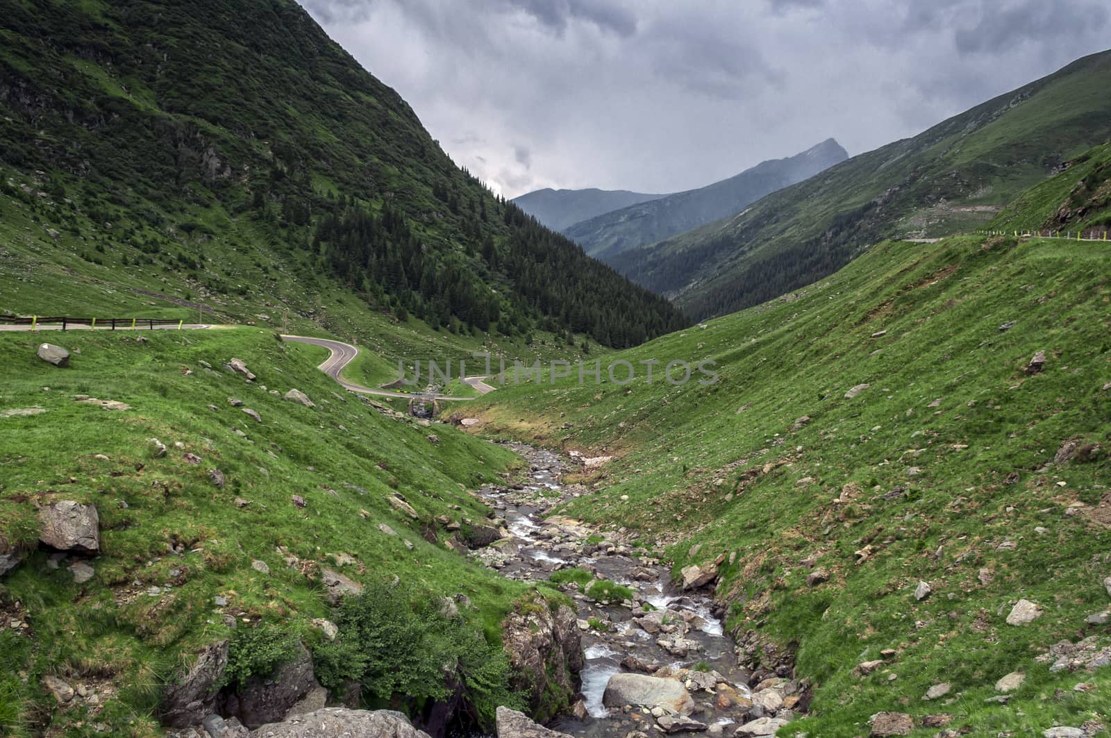 Beautiful mountains landscape in Carpathian on the Transfagarasan road.