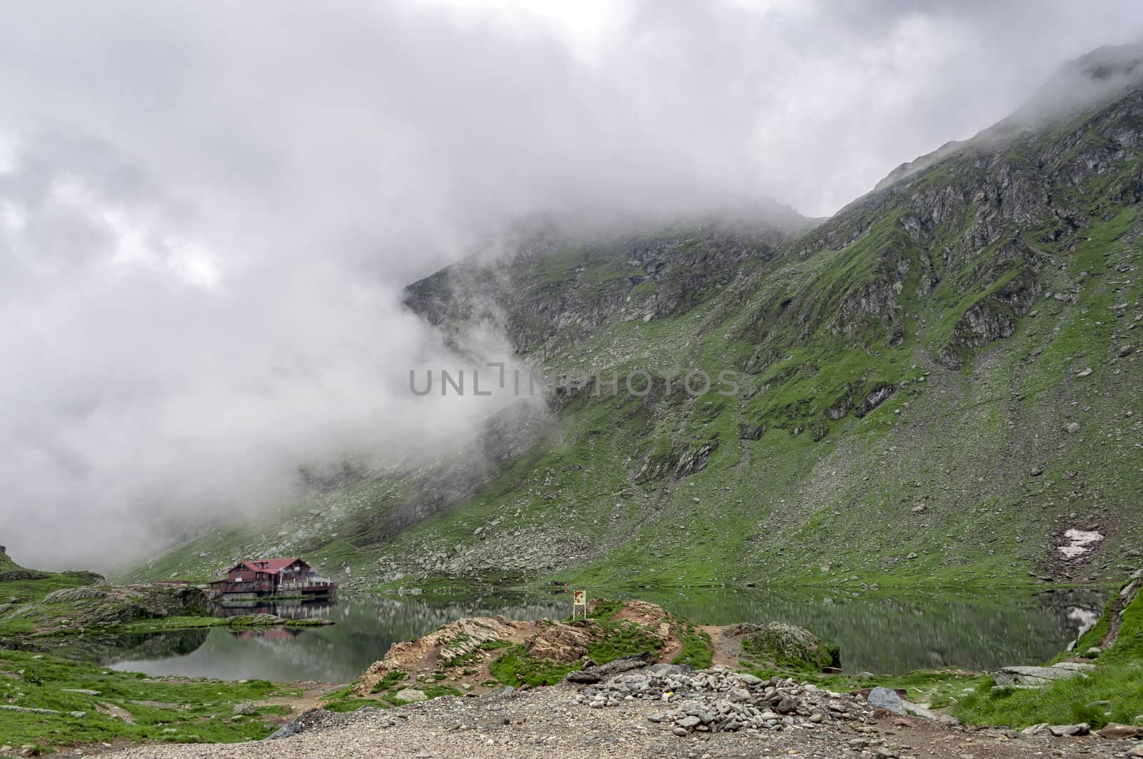 Landscape from Balea Lake in Romania and Fagaras mountains in the summer