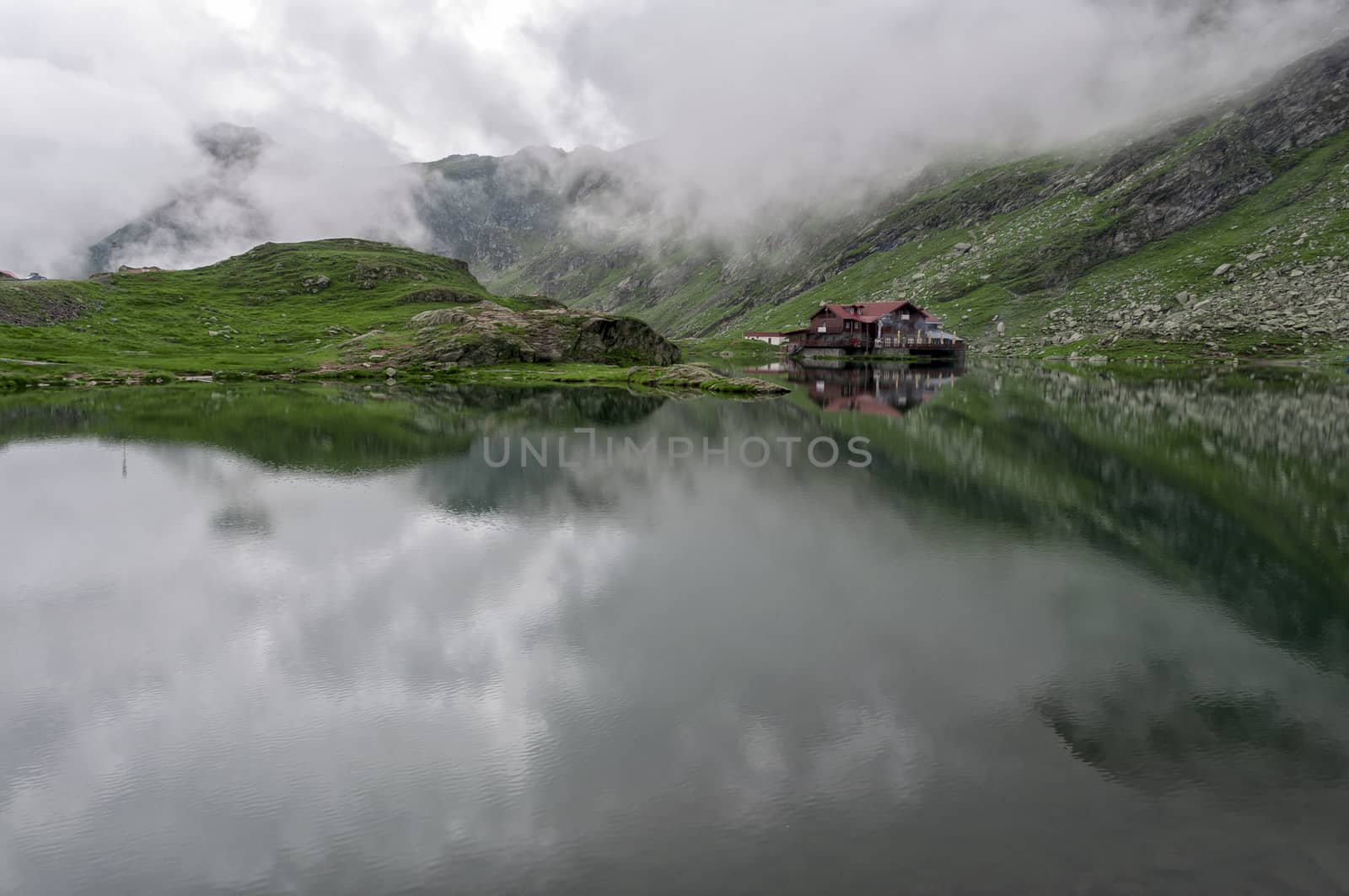 Landscape from Balea Lake in Romania and Fagaras mountains in the summer
