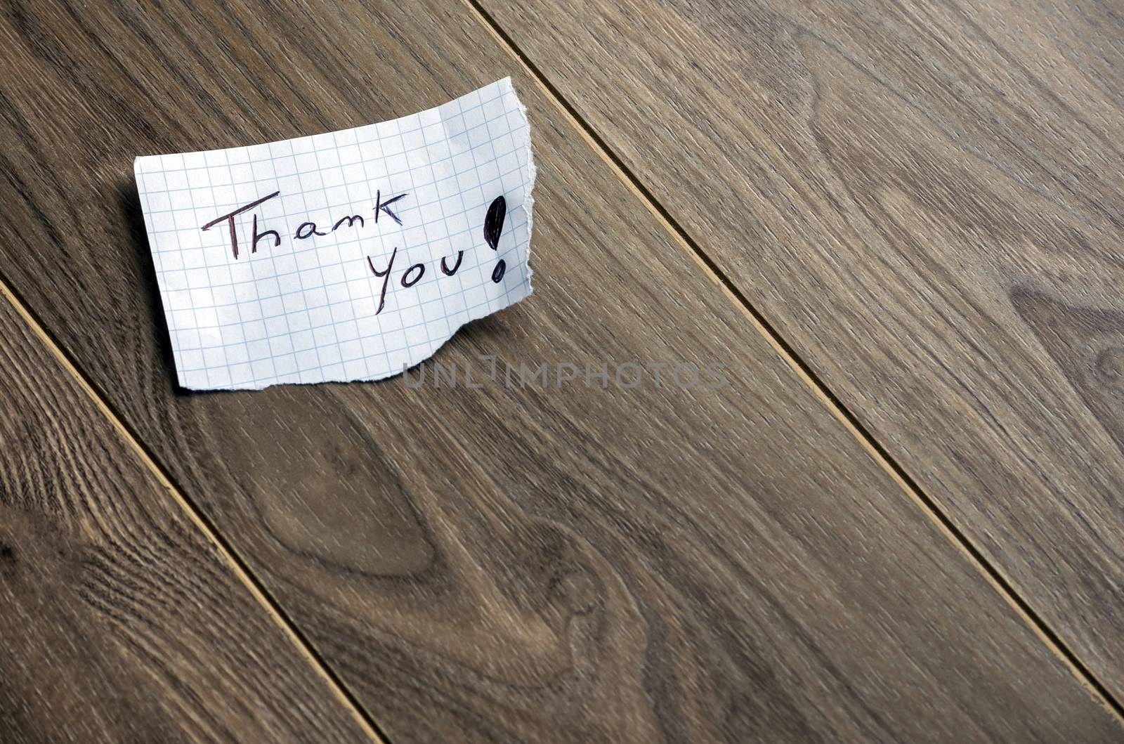 Thank you - Hand writing text on wood background with space for text