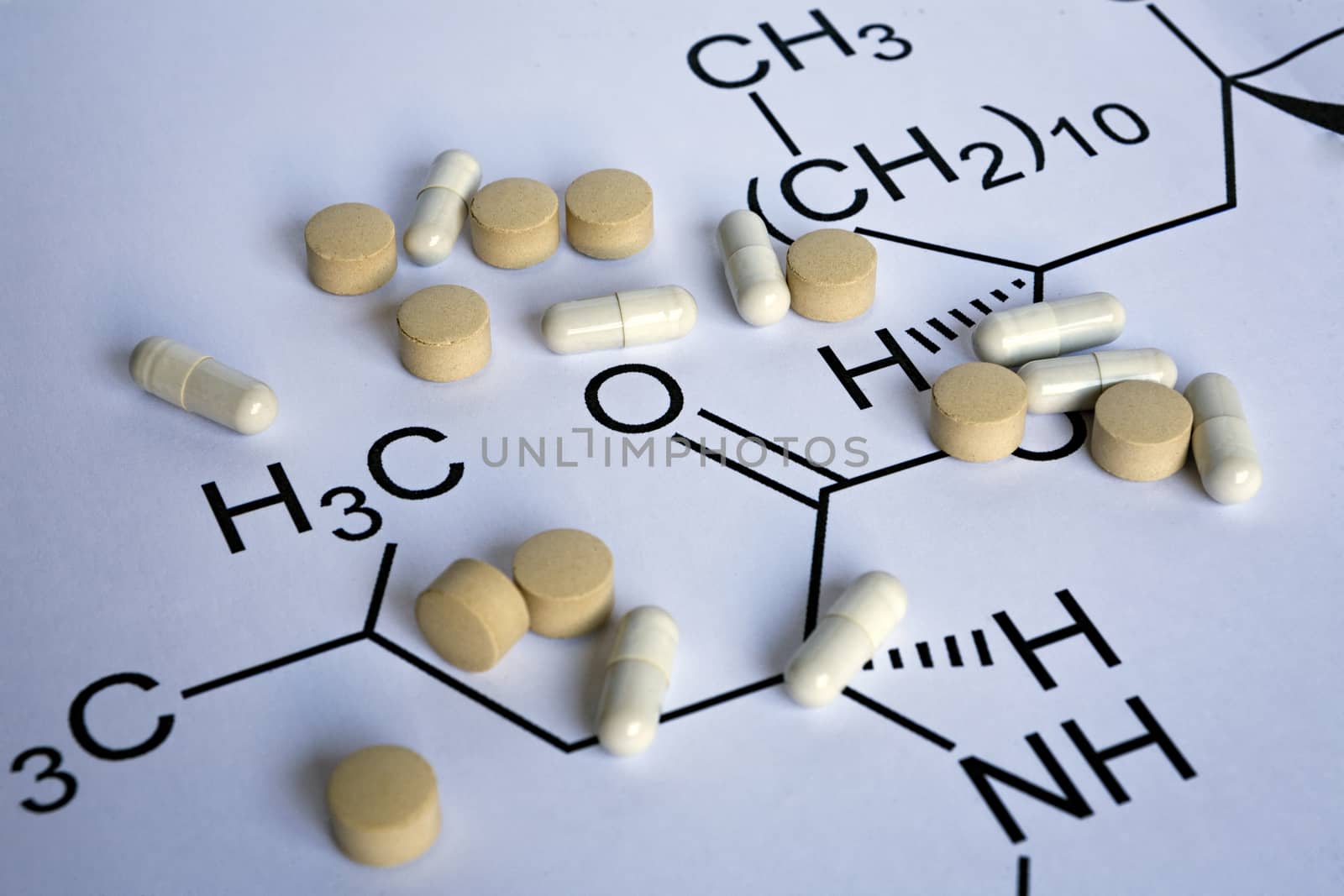 Chemistry science formula and tablets, Medicine symbol