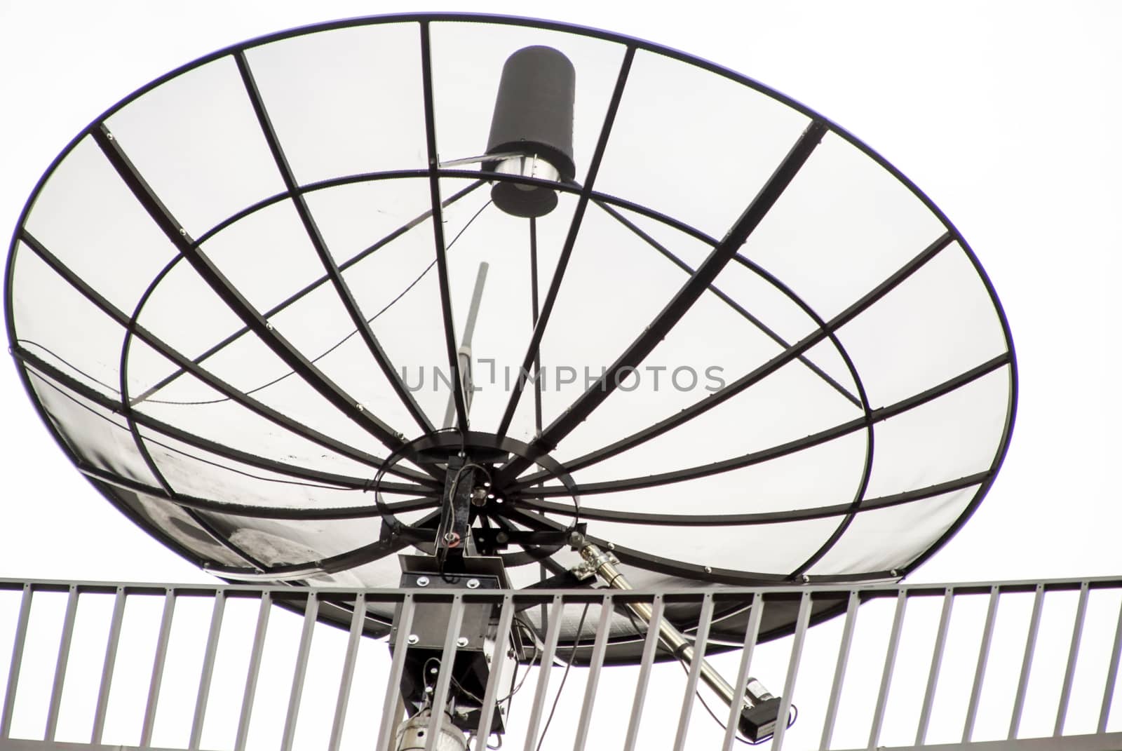 Satellite antenna on the roof of a house