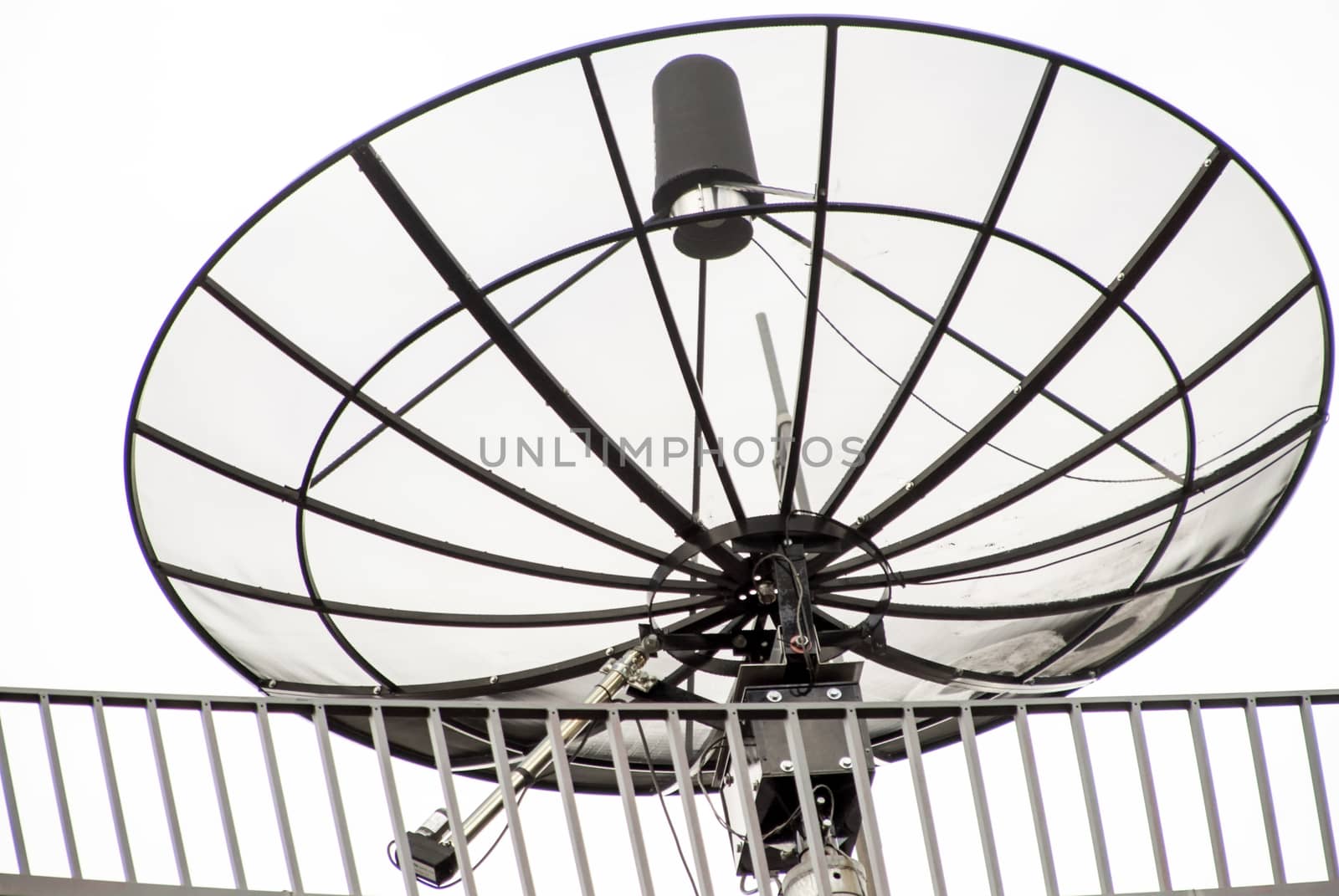 Satellite antenna on the roof of a house