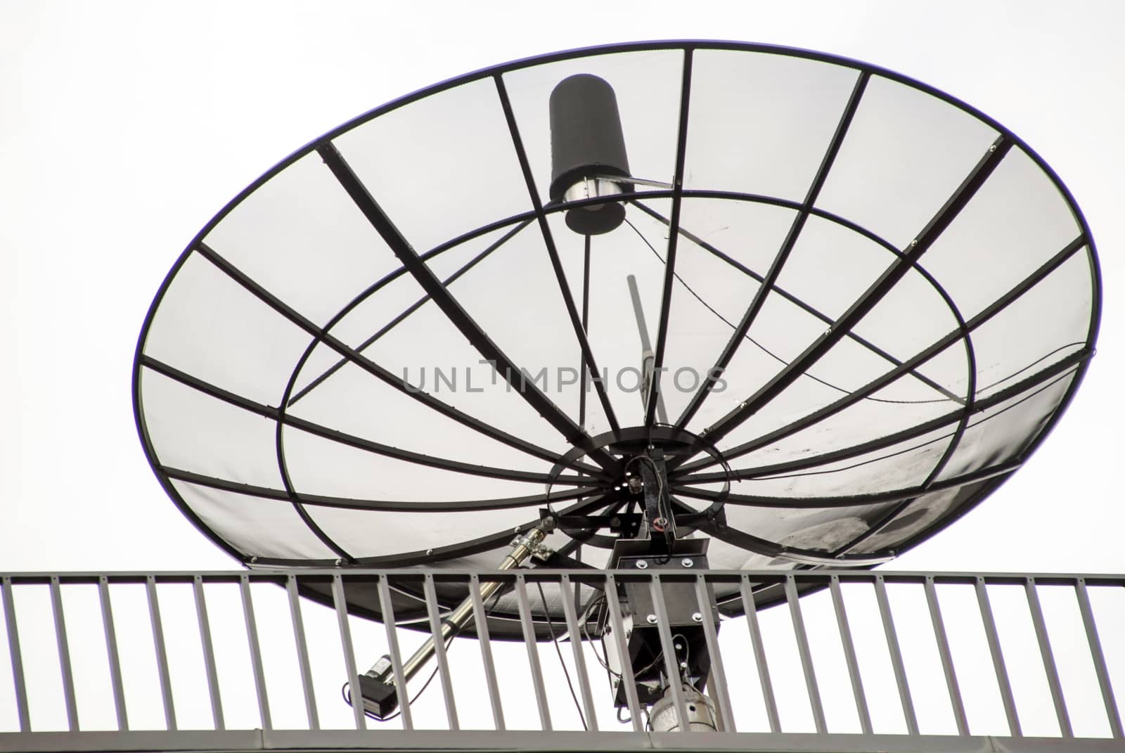 Satellite antenna on the roof of a house