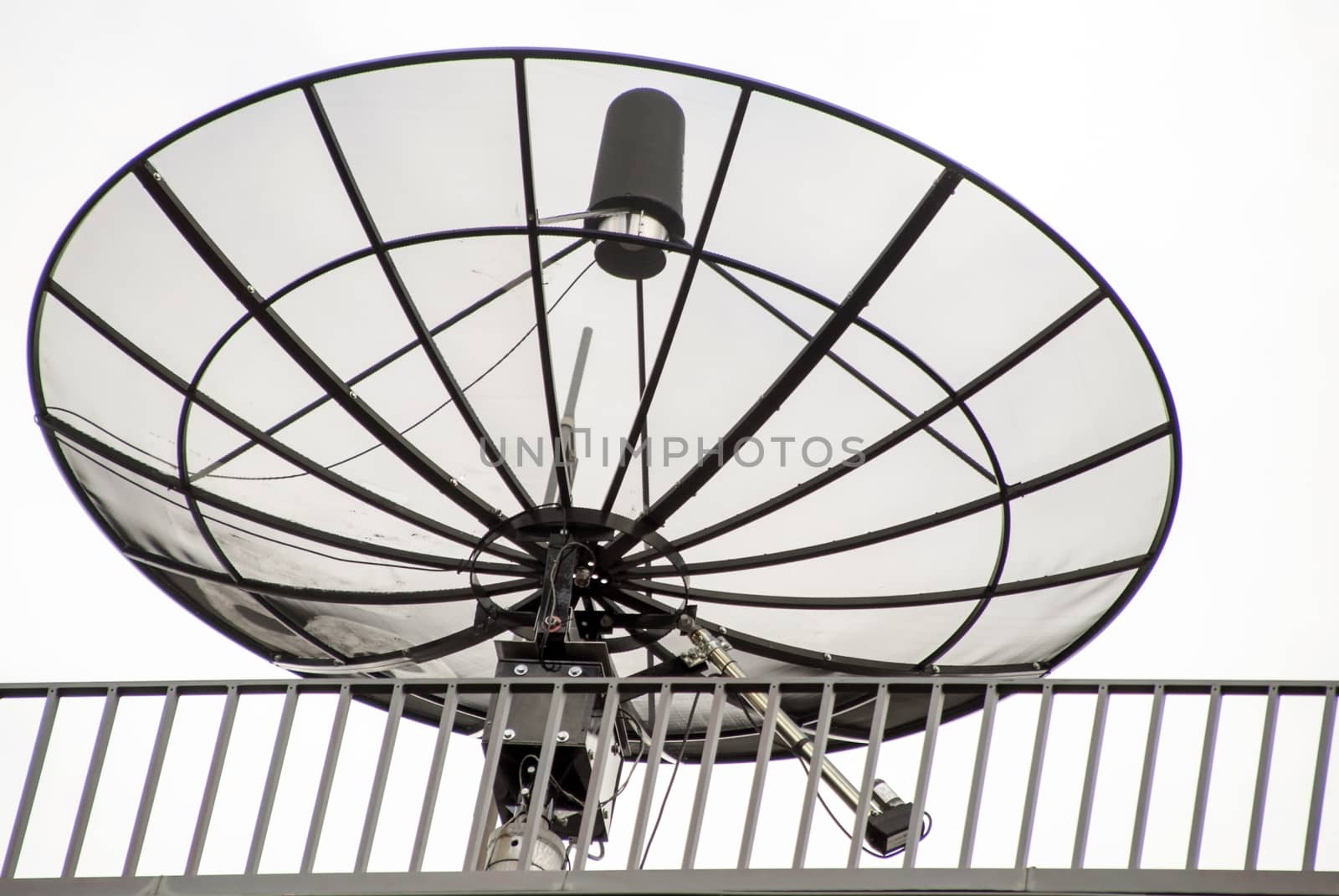 Satellite antenna on the roof of a house