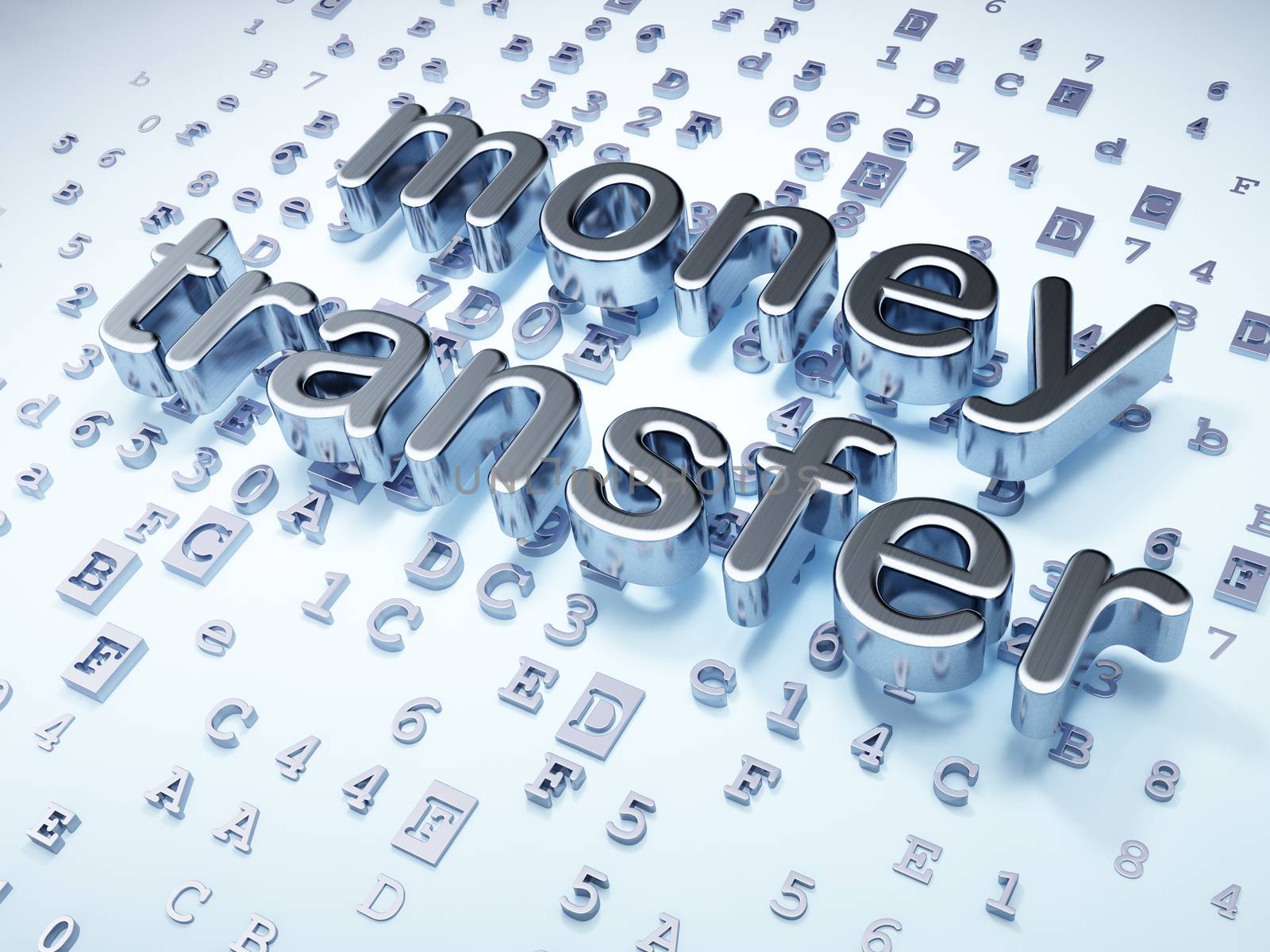 Business concept: Silver Money Transfer on digital background by maxkabakov