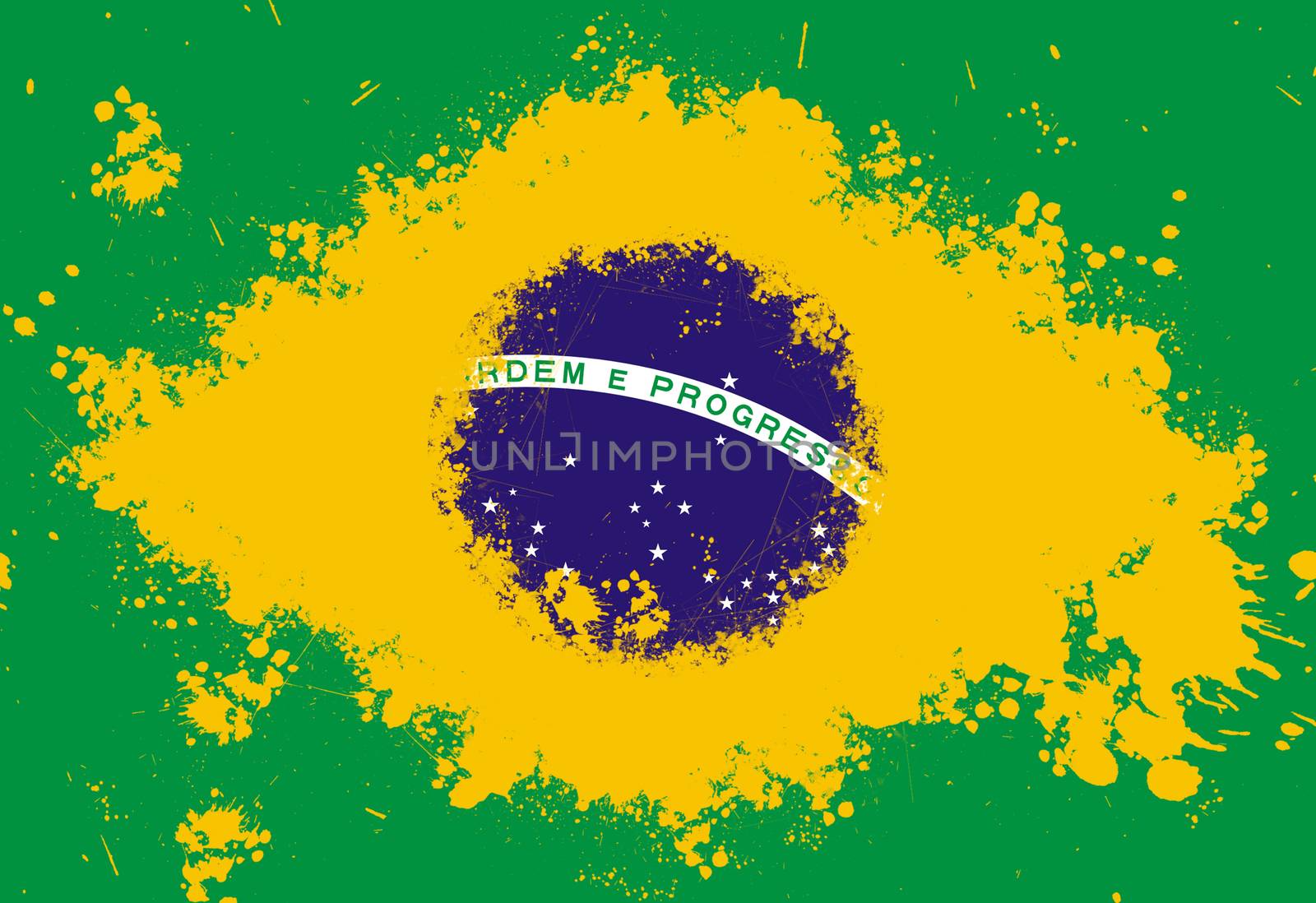 Brazil flag painted wth splash paint