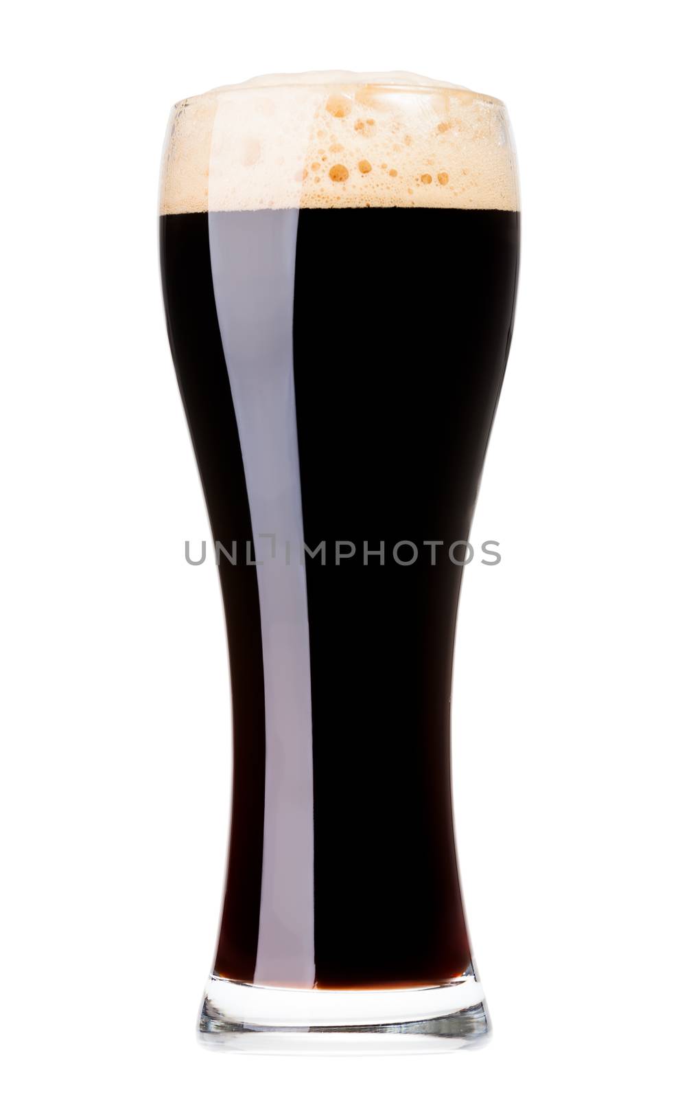 Full glass of oatmeal stout isolated on white background
