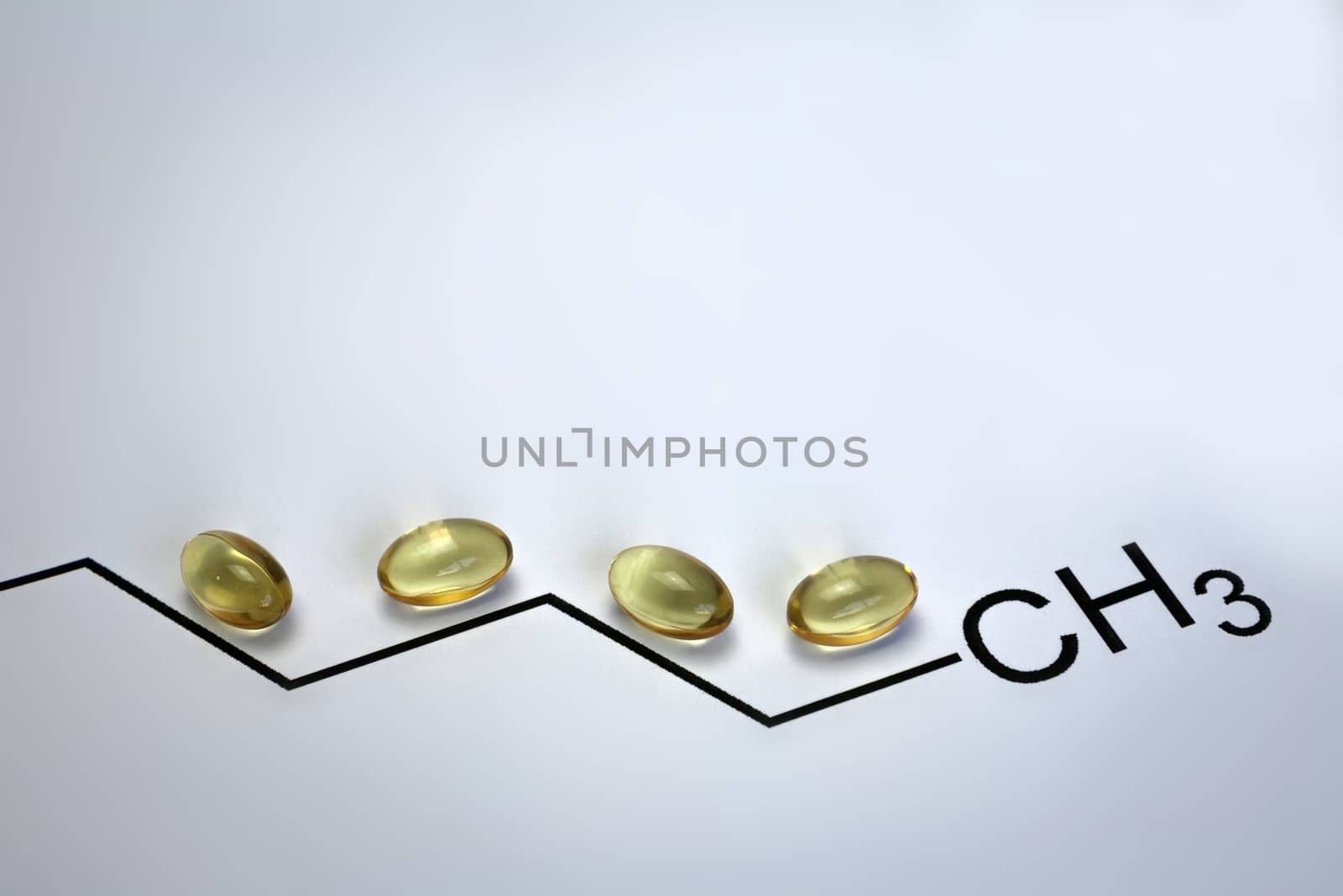 Chemistry science formula and oil pills, methyl radical by digicomphoto