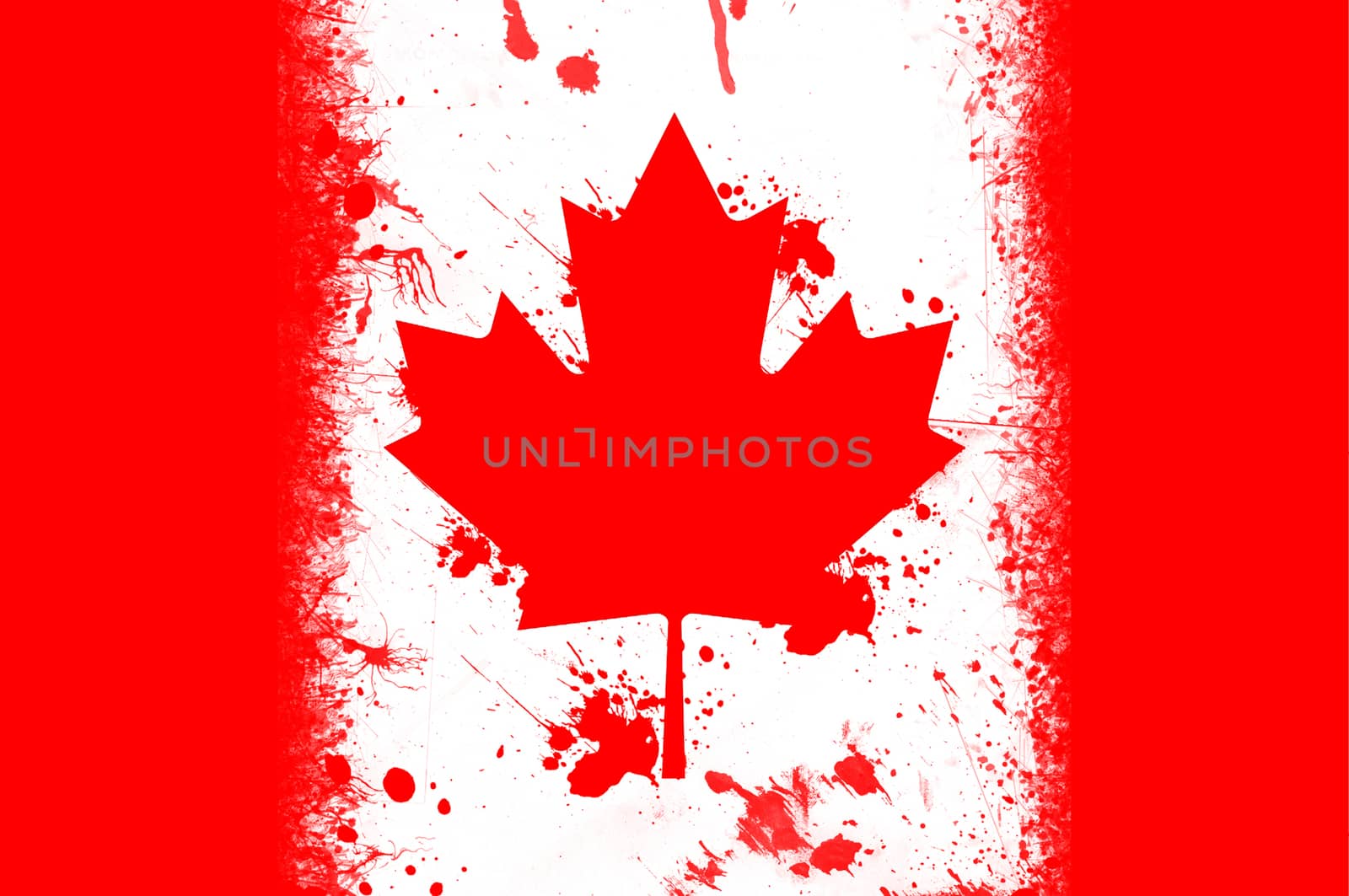 Canada flag painted with splash of paint