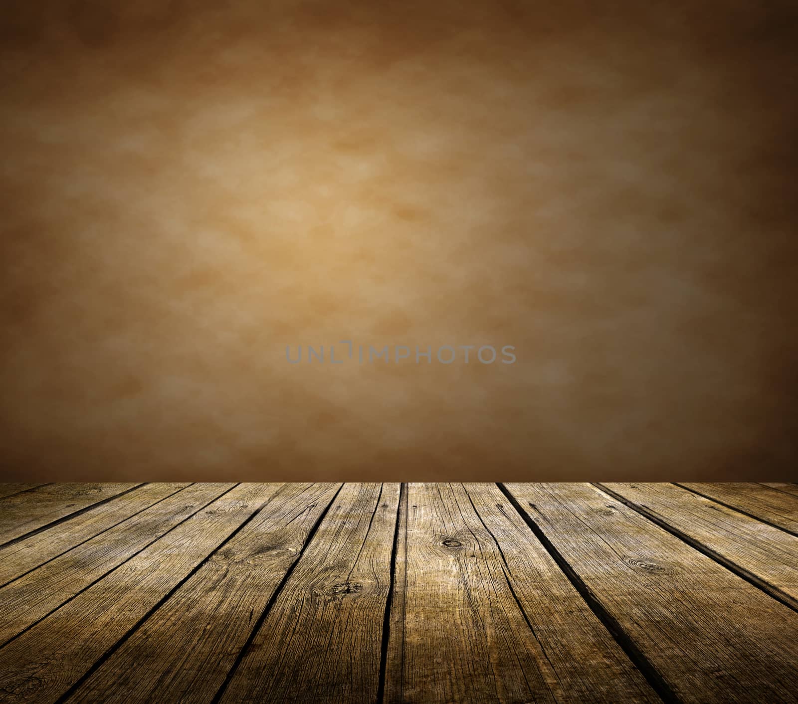 Wooden deck table brown background