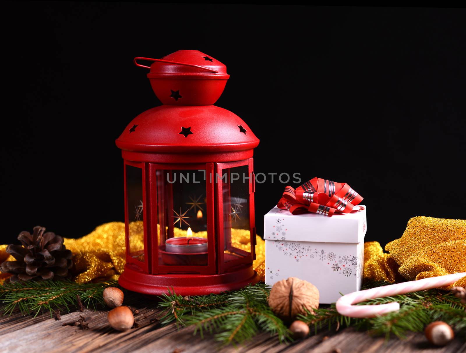 Christmas lantern with presents