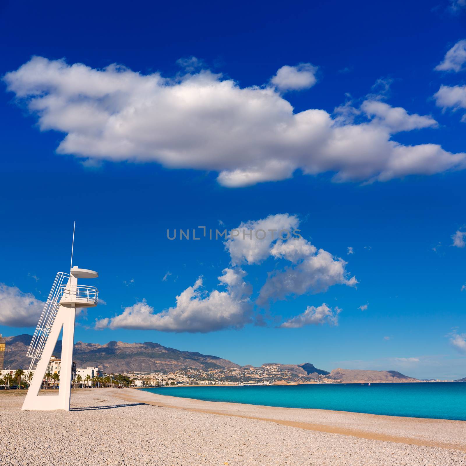 Altea Playa del Albir of white stones in Alicante Mediterranean Spain