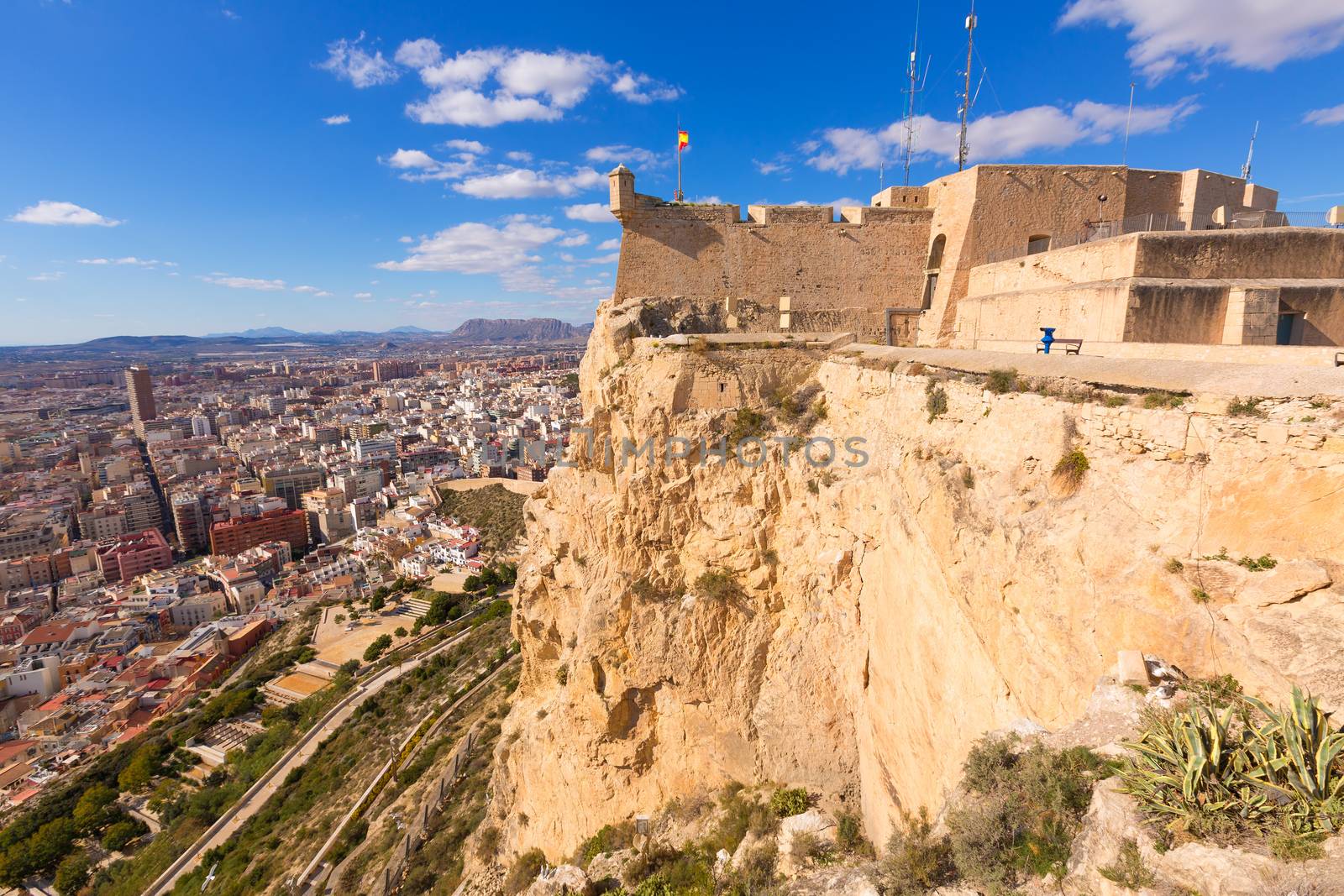 Alicante skyline aerial from Santa Barbara Castle Spain by lunamarina