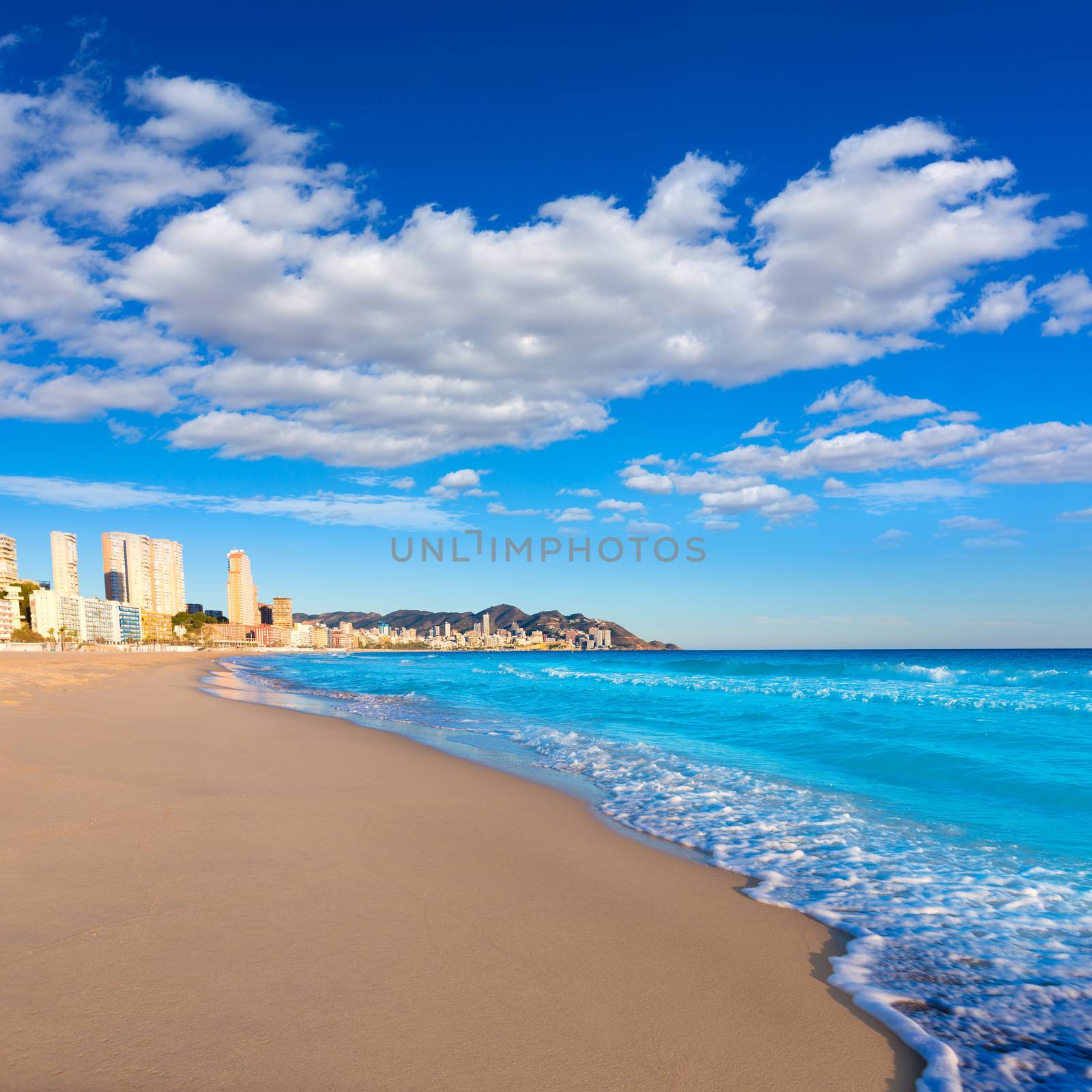 Benidorm Alicante playa de Poniente beach in spain Valencian community