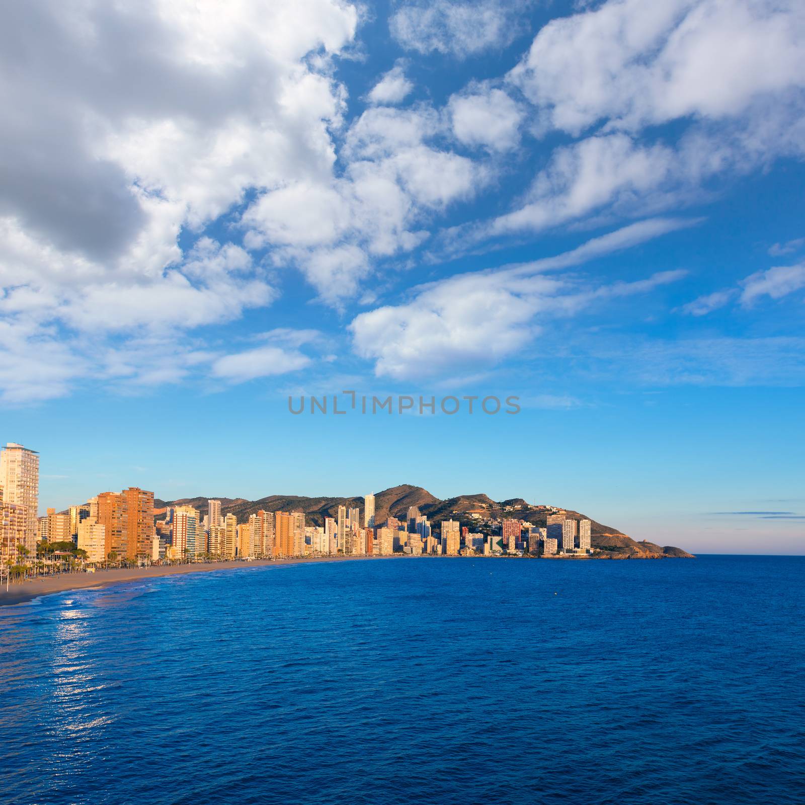 Benidorm Alicante playa de Levante beach sunset in spain by lunamarina