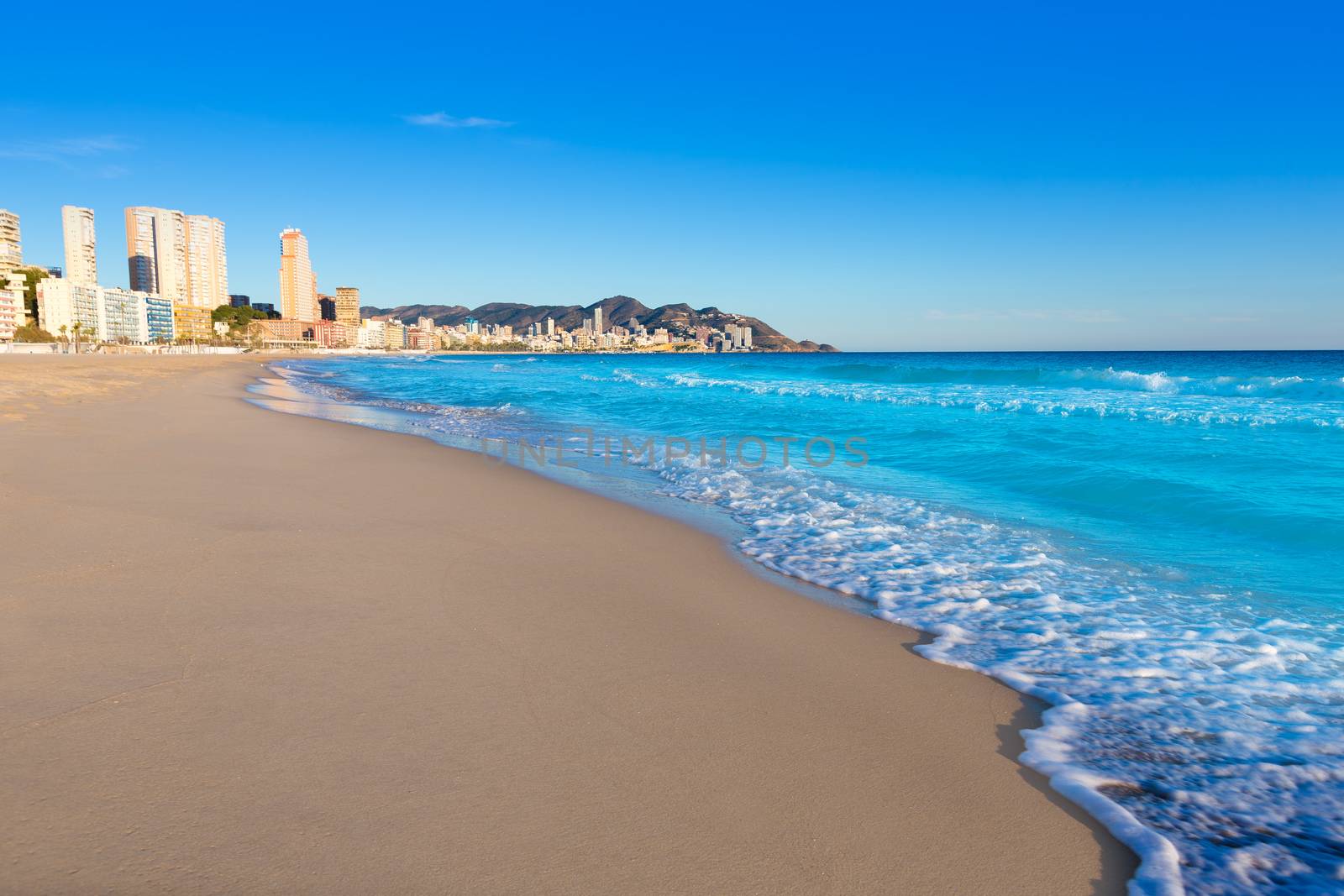 Benidorm Alicante playa de Poniente beach in spain Valencian community