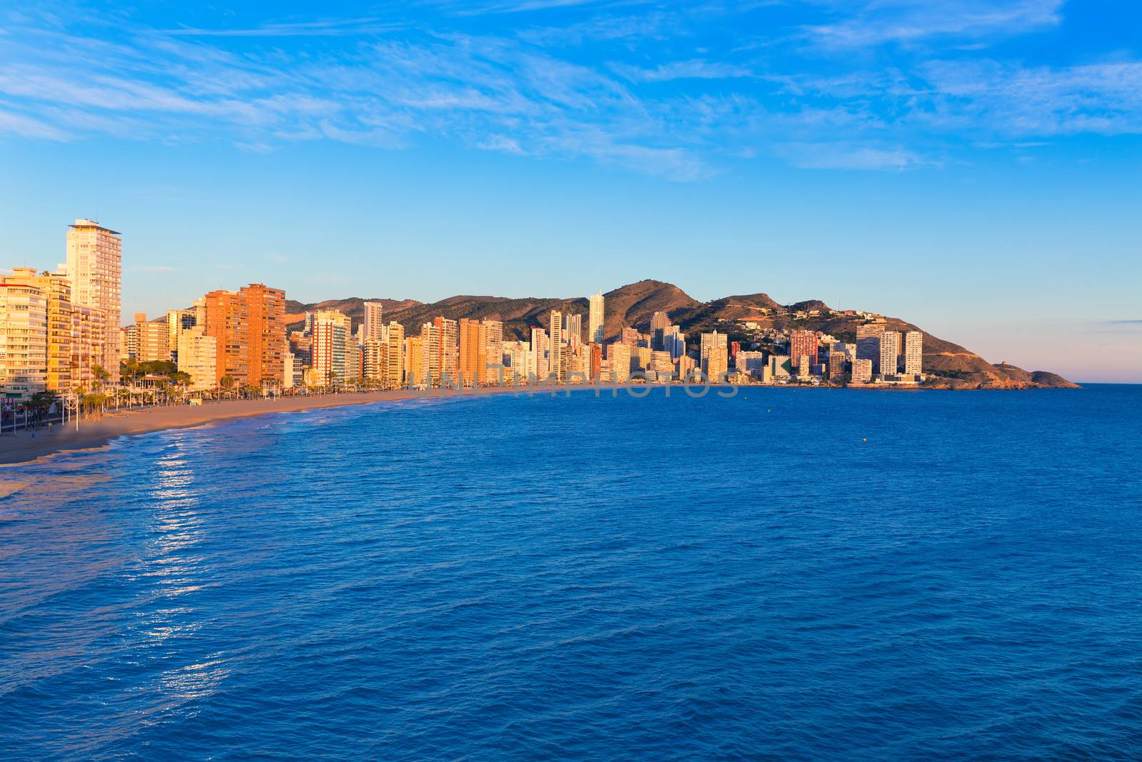 Benidorm Alicante playa de Levante beach sunset in spain by lunamarina