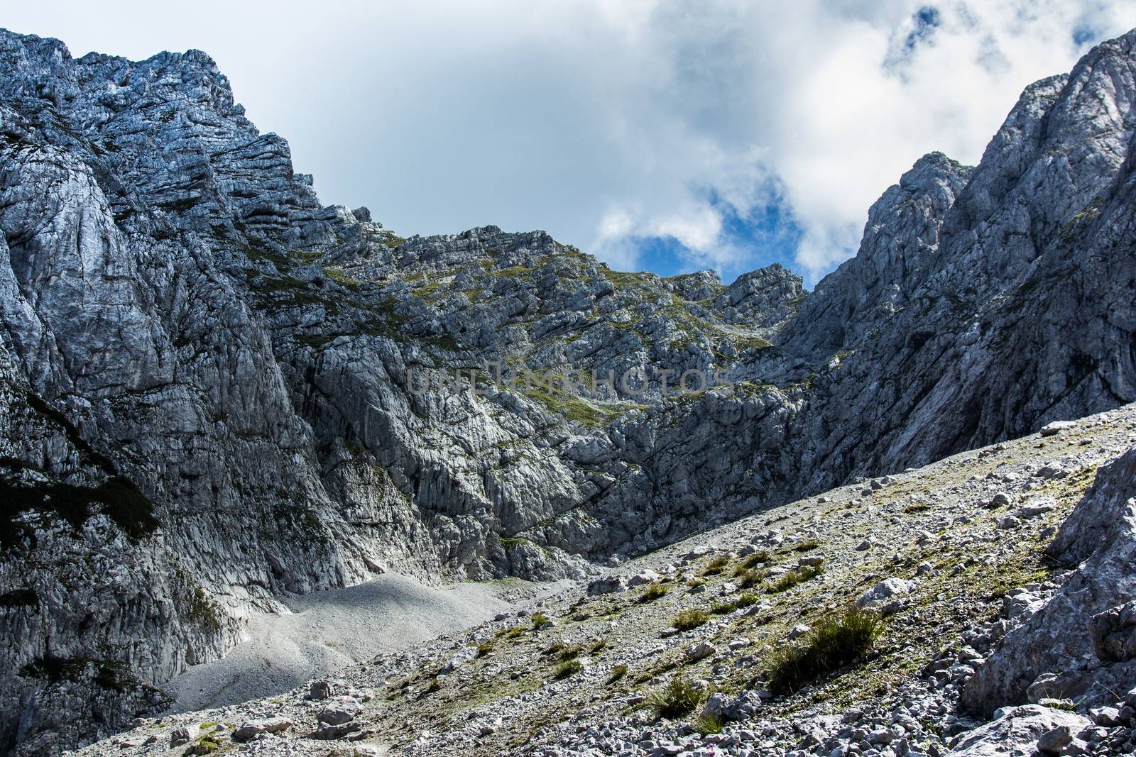 The rock in the Alp high mountains