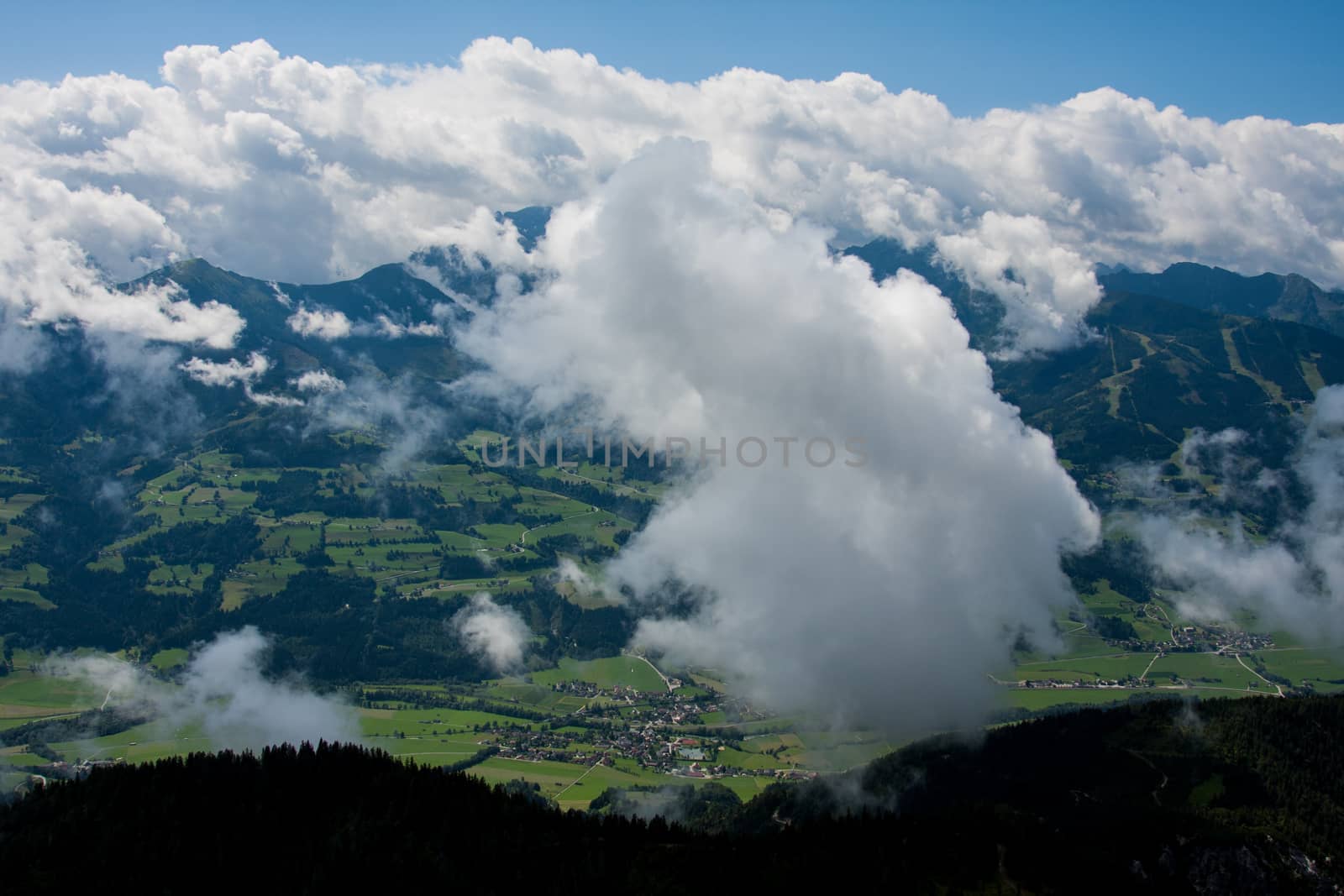 Large view of the high Alps in Austria