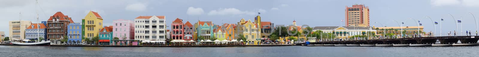 WILLEMSTAD, CURACAO - DECEMBER 10, 2013: Panorama of Punda district on December 10, 2013 in Willemstad, Curacao, ABC Islands,