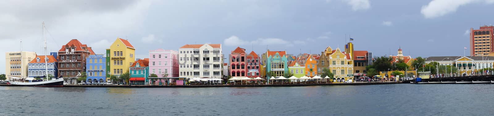 WILLEMSTAD, CURACAO - DECEMBER 10, 2013: Panorama of Punda district on December 10, 2013 in Willemstad, Curacao, ABC Islands,