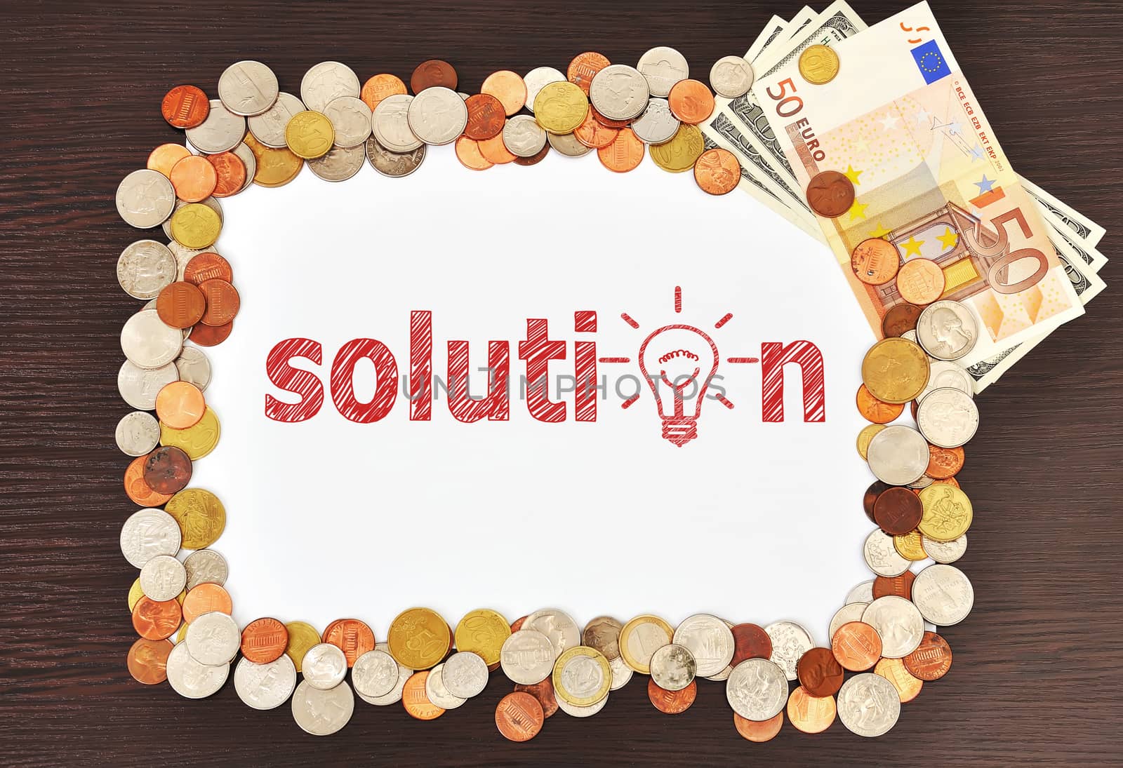 poster with solution and money