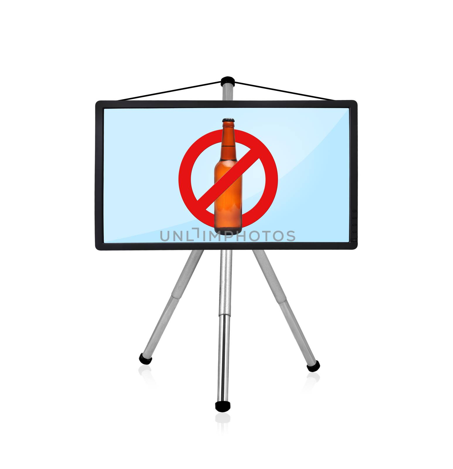 flat panel on tripod with stop alcohol symbol