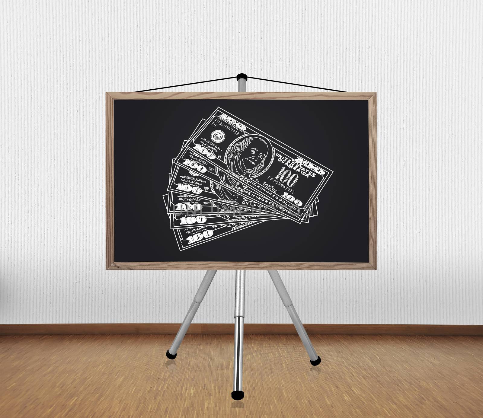 blackboard with drawing dollars by vetkit