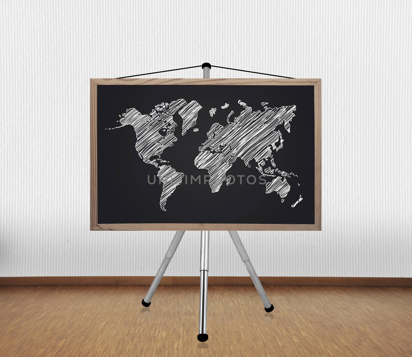 blackboard with drawing world map by vetkit