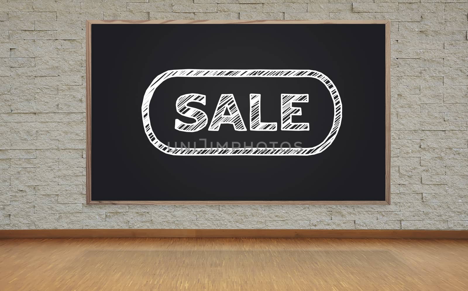 blackboard with sale symbol by vetkit