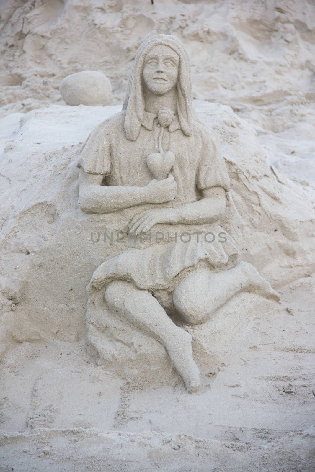 Sand sculpture of a woman
