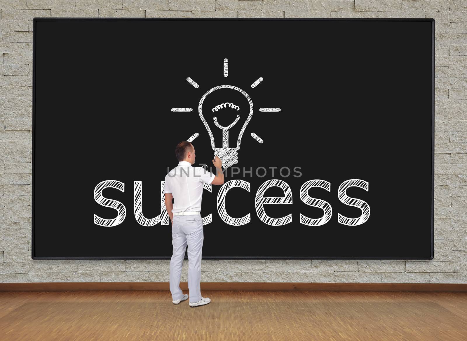 businessman standing  and drawing success concept