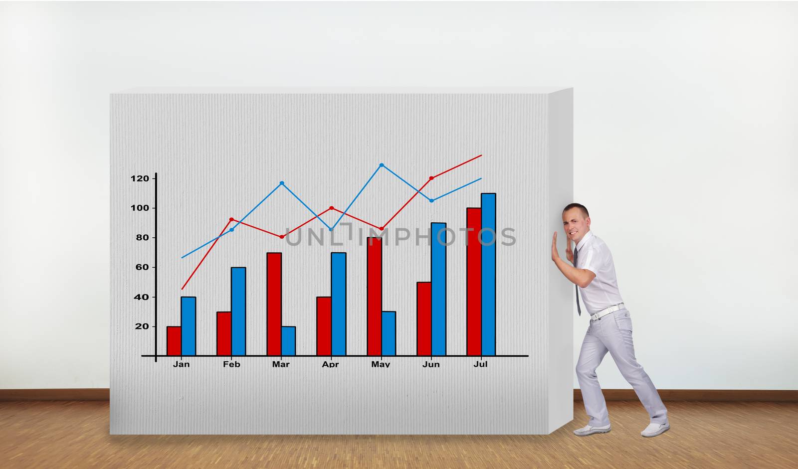 businessman pushing graphic by vetkit