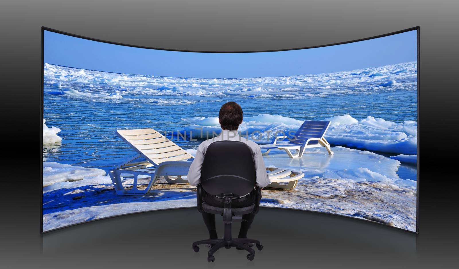 businessman looking at  frozen sea by vetkit
