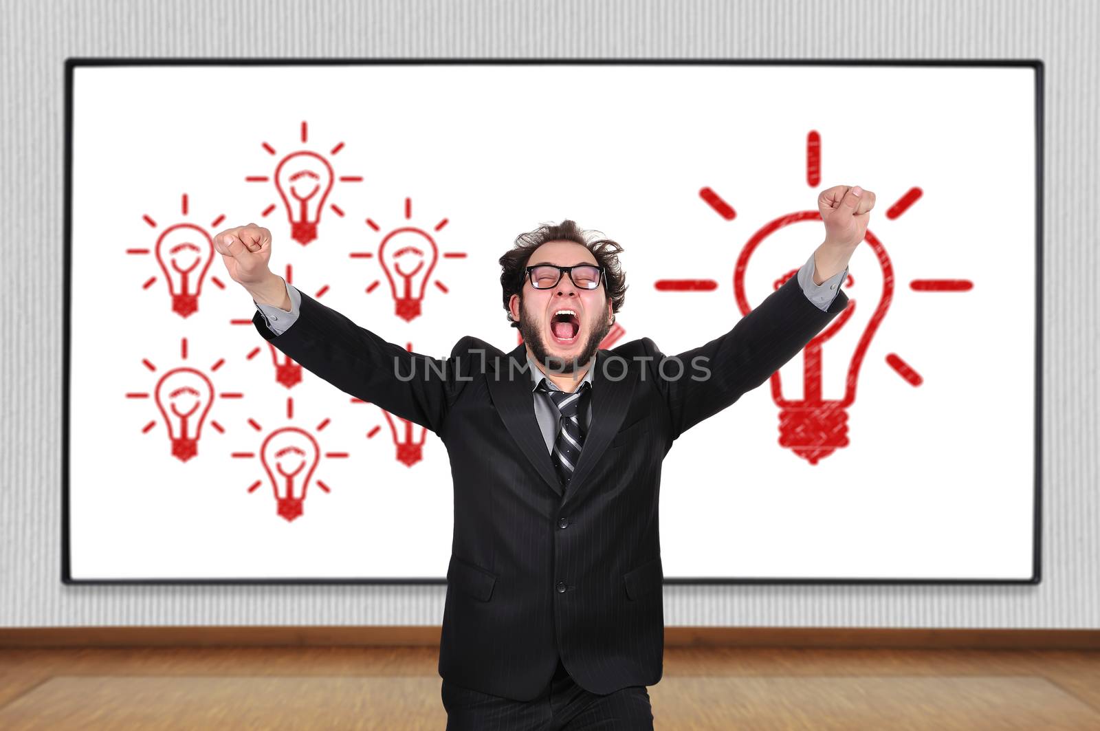crazy  businessman and blackboard, success concept