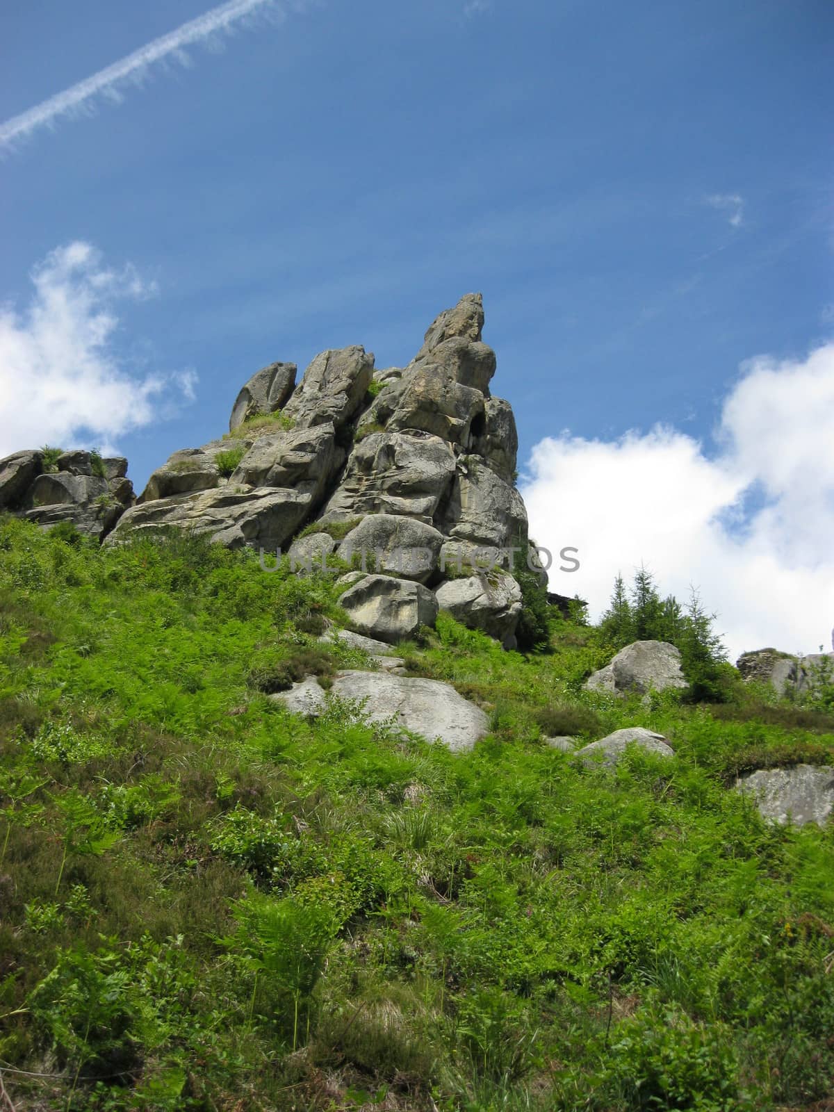 big and picturesque rock in the Carpathian mountains