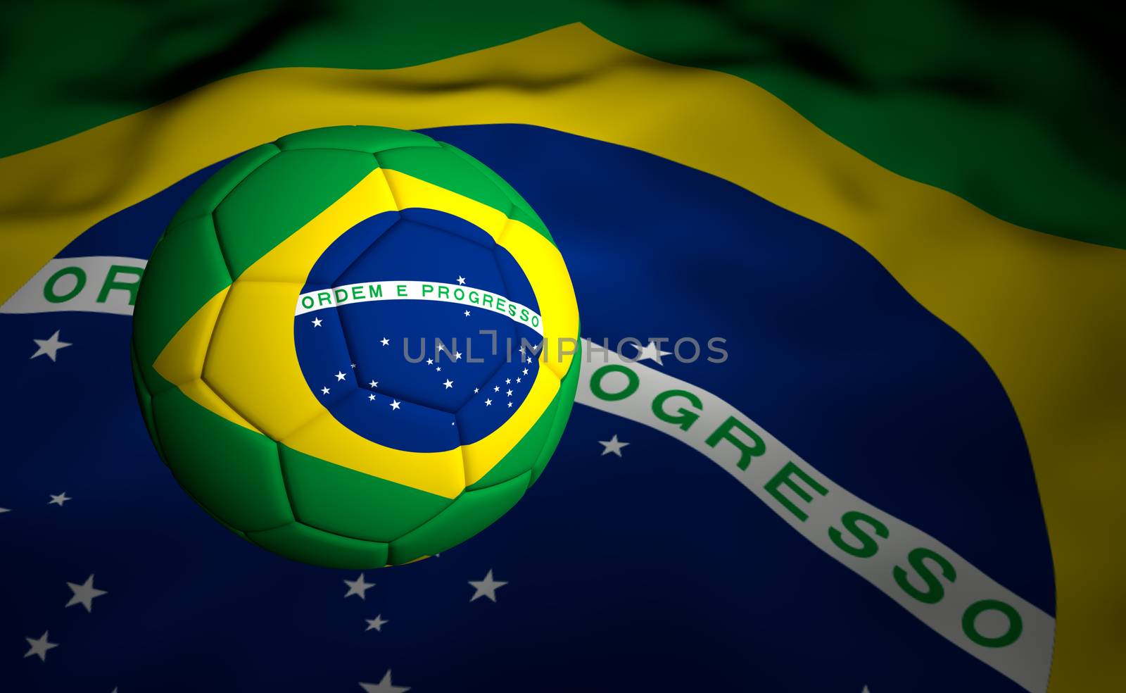 Soccer ball with a Brazil flag 3d