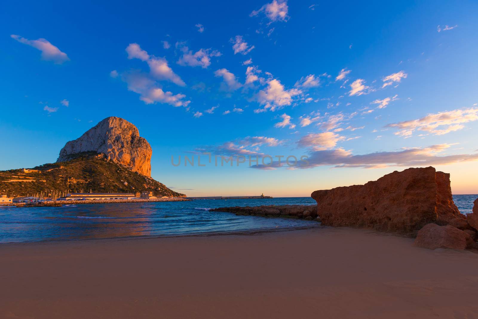 Calpe Alicante sunset at beach Cantal Roig in Spain by lunamarina