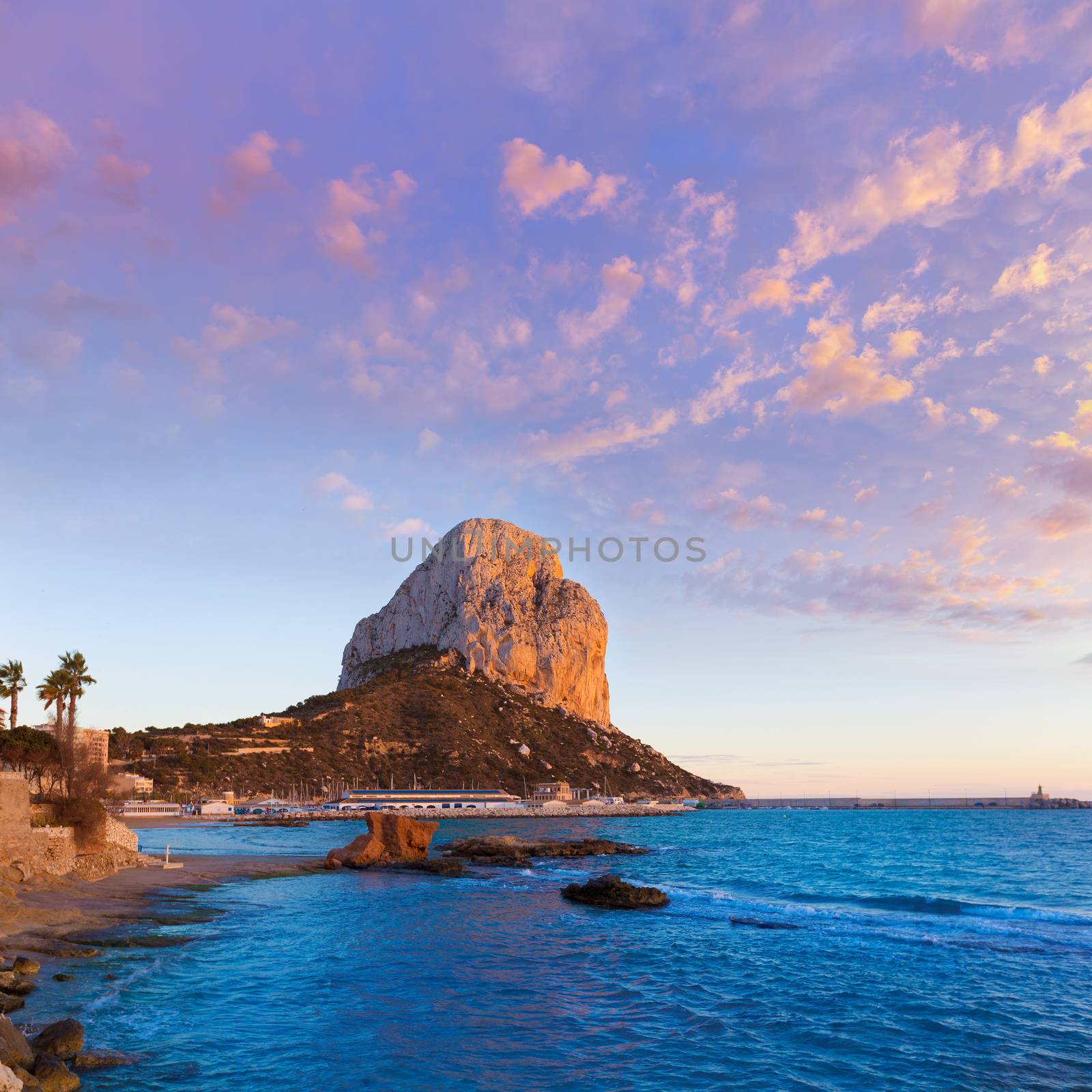 Calpe Alicante sunset at beach Cantal Roig in Spain by lunamarina