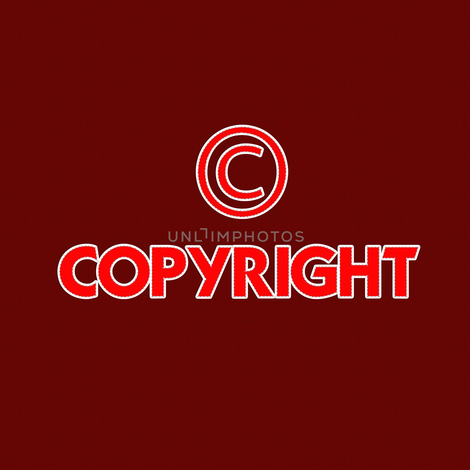 Copyright registered and trademark symbols isolated over white with stitch style